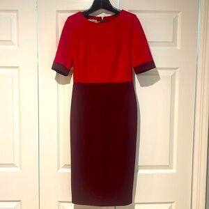 Maggie London Red/Maroon Colorblock Midi Dress sz 2